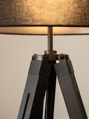 Black Bronx Wood Tripod Floor Lamp - Image 3 of 5