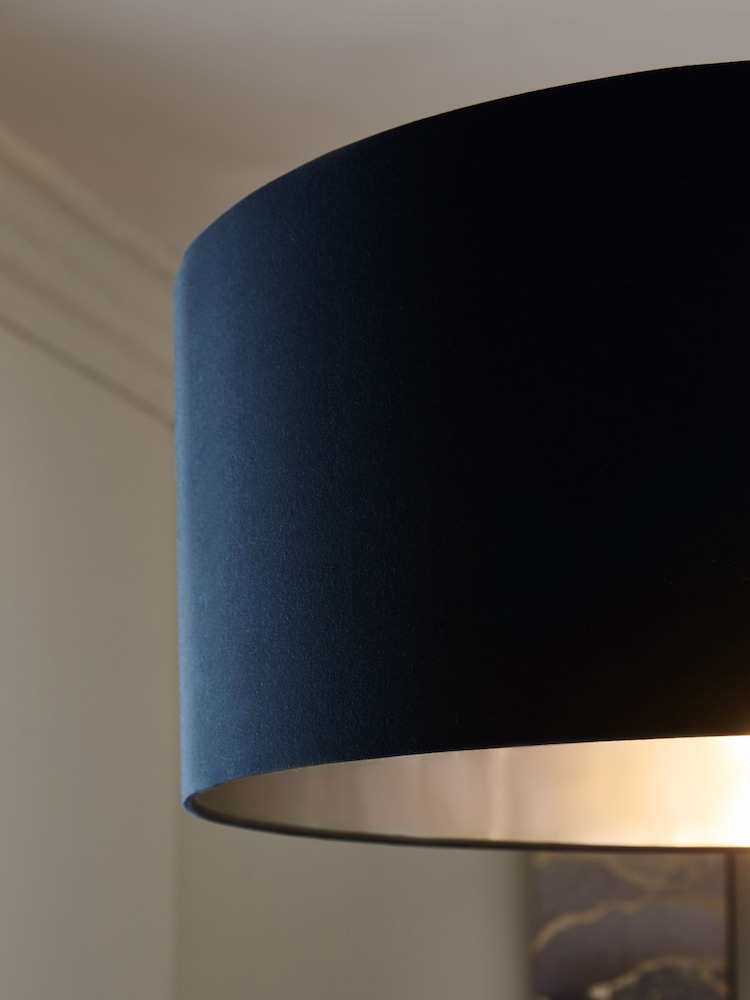 Navy Blue/Grey Rico Easy Fit Shade Drum Ceiling Light - Image 3 of 5