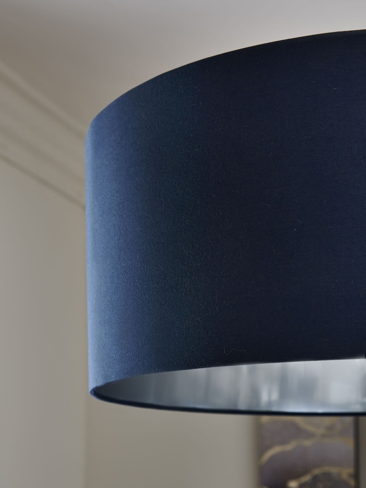 Navy Blue/Grey Rico Easy Fit Shade Drum Ceiling Light - Image 4 of 5
