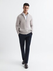 Reiss Stone Hampshire Merino Wool Funnel-Neck Cardigan - Image 3 of 7