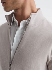 Reiss Stone Hampshire Merino Wool Funnel-Neck Cardigan - Image 6 of 7