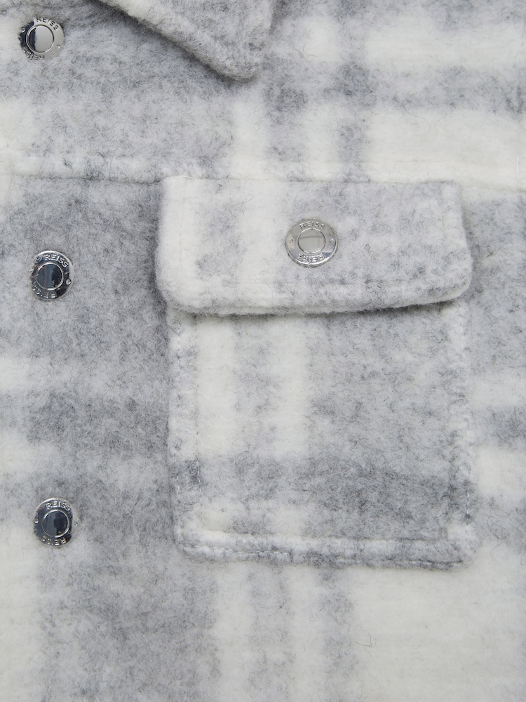 Reiss Grey/Ecru Titan 9-12 yrs Checked Overshirt - Image 6 of 6