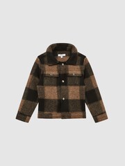 Reiss Dark Camel Zeus 4-9 yrs Long Sleeve Check Press-Stud Overshirt - Image 2 of 7