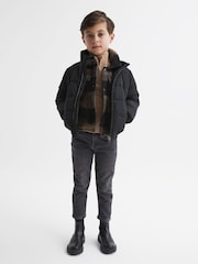 Reiss Dark Camel Zeus 4-9 yrs Long Sleeve Check Press-Stud Overshirt - Image 6 of 7
