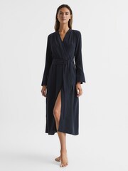 Reiss Navy Illaria Silk Robe - Image 1 of 7