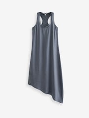 Grey Slate Asymmetric Shine Scoop Neck Summer Dress - Image 5 of 5