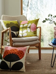 Orla Kiely Pink 100% Cotton Cut Stem Reversible Cushion - Image 1 of 2