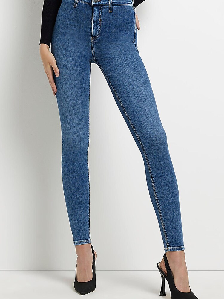Синий - River Island джеггинсы скинни с завышенной талией - Image 1 of 5 Синий - River Island джеггинсы скинни с завышенной талией - Image 1 of 5