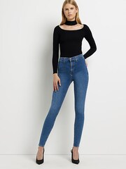 Синий - River Island джеггинсы скинни с завышенной талией - Image 3 of 5