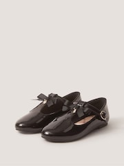 Monsoon Black Bow Patent Mary Jane School Shoes - Image 1 of 3