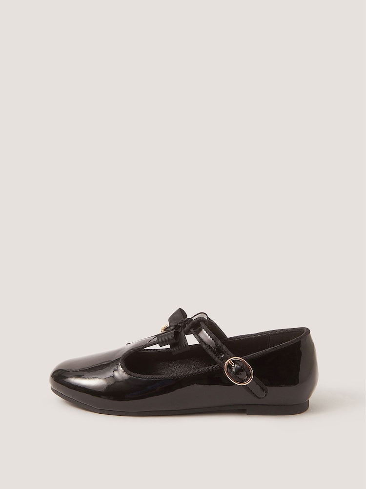 Monsoon Black Bow Patent Mary Jane School Shoes - Image 2 of 3