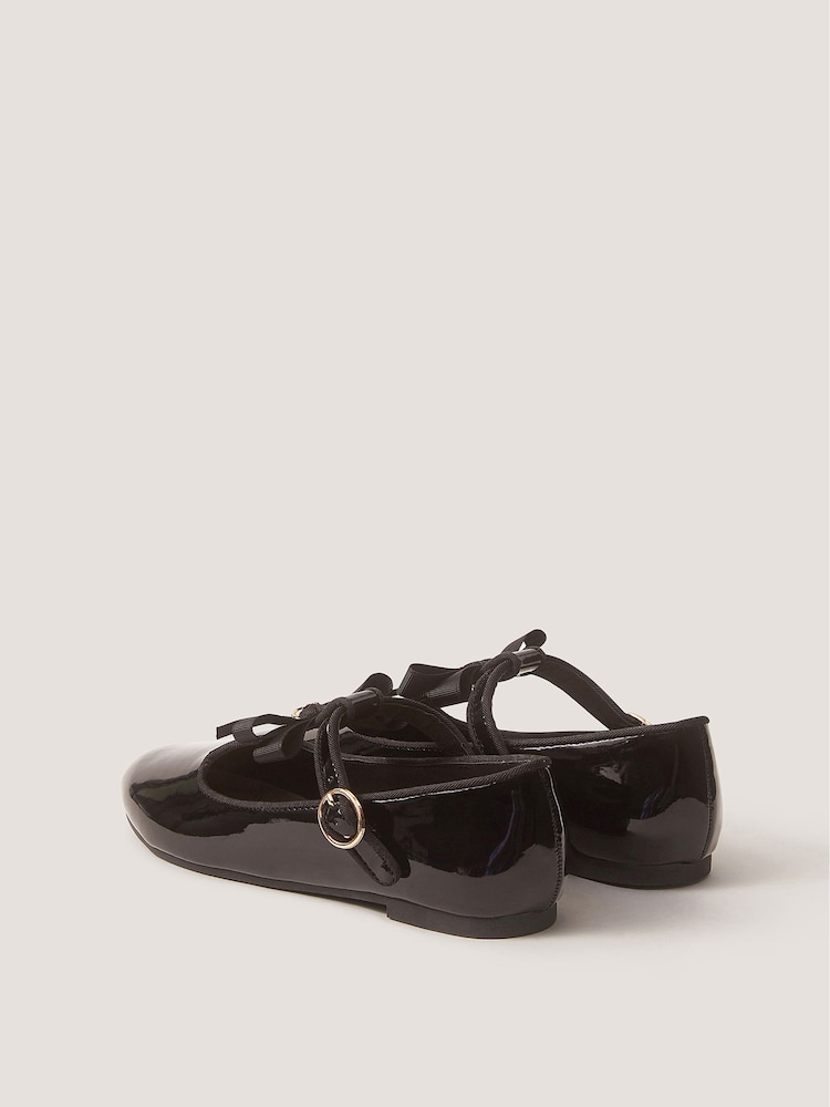 Monsoon Black Bow Patent Mary Jane School Shoes - Image 3 of 3