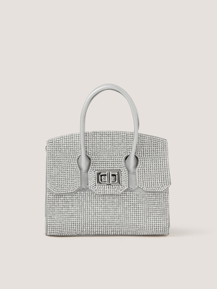 Monsoon Silver Clara Rainbow Diamanté Bag - Image 1 of 4 Monsoon Silver Clara Rainbow Diamanté Bag - Image 1 of 4