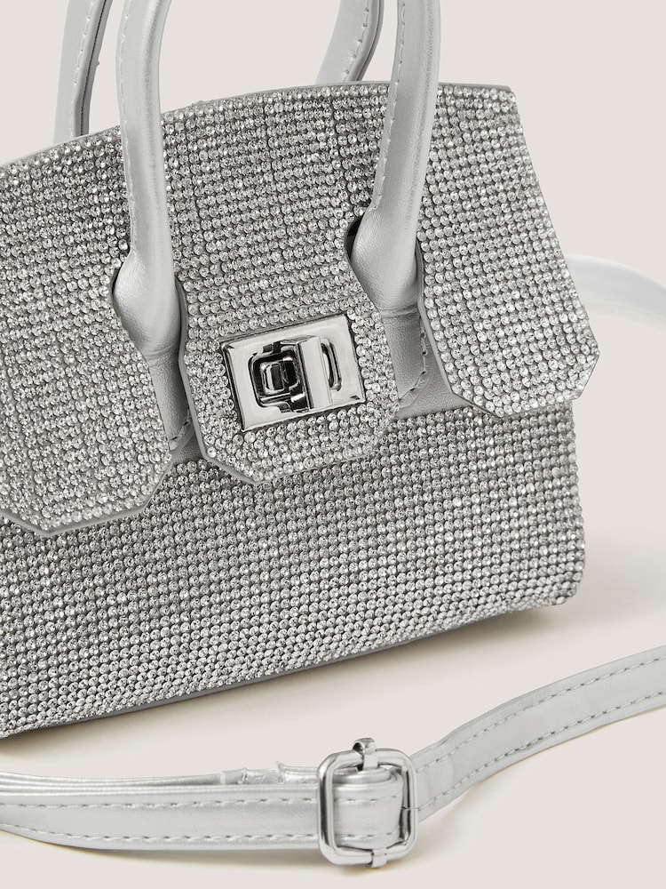 Monsoon Silver Clara Rainbow Diamanté Bag - Image 4 of 4 Monsoon Silver Clara Rainbow Diamanté Bag - Image 4 of 4