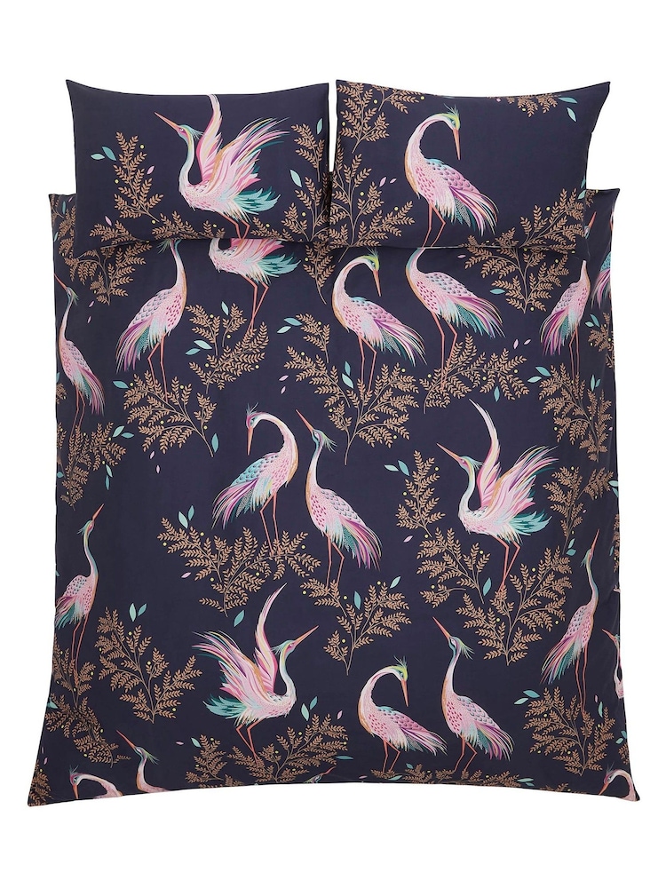 Sara Miller Blue Dancing Cranes 100% Cotton Duvet Cover and Pillowcase Set - Image 2 of 4 Sara Miller Blue Dancing Cranes 100% Cotton Duvet Cover and Pillowcase Set - Image 2 of 4