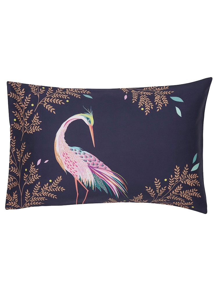 Sara Miller Blue Dancing Cranes 100% Cotton Duvet Cover and Pillowcase Set - Image 4 of 4