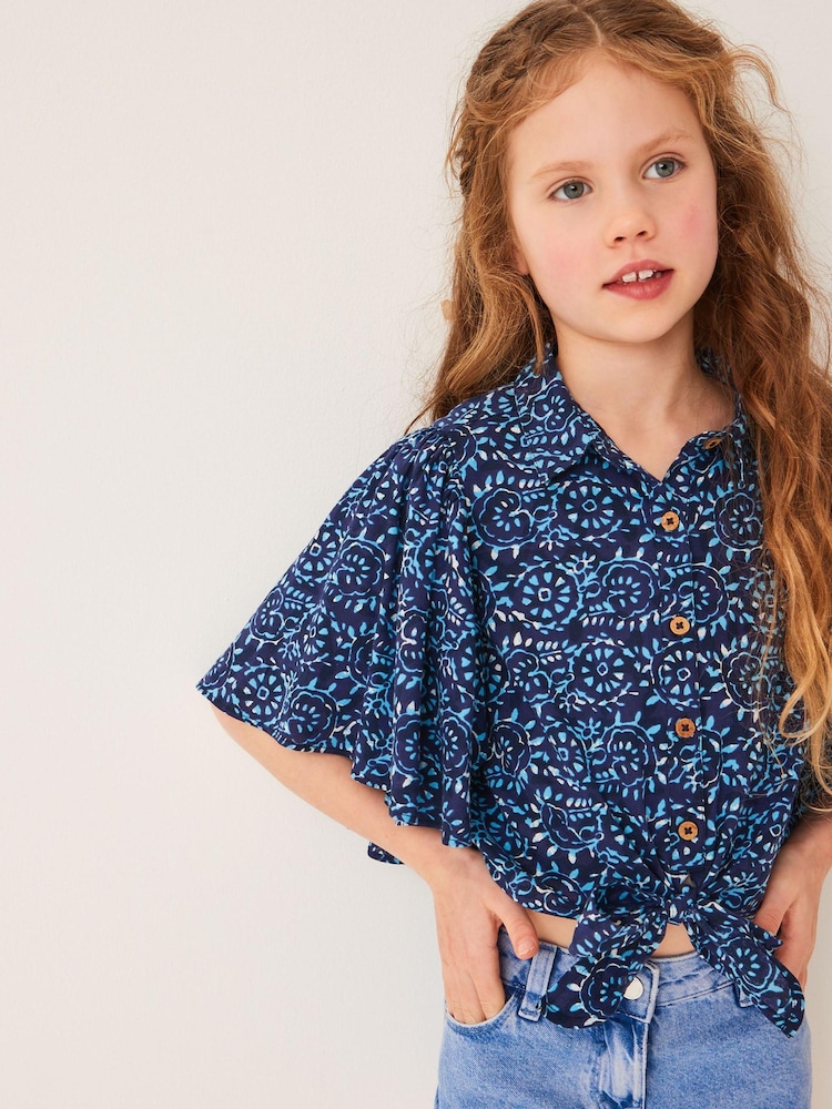 Blue Angel Sleeves Tie Front Blouse (3-16yrs) - Image 1 of 6