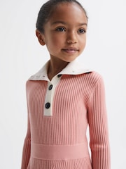 Reiss Pink Malani Junior Colourblock Knitted Dress - Image 1 of 6
