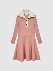 Reiss Pink Malani Junior Colourblock Knitted Dress - Image 2 of 6