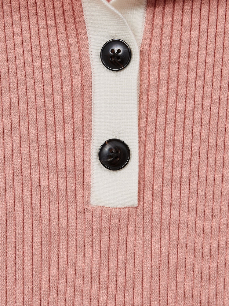 Reiss Pink Malani Junior Colourblock Knitted Dress - Image 6 of 6