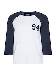 PixieGirl Petite Blue Contrast Raglan Long Sleeve T-Shirt - Image 5 of 5