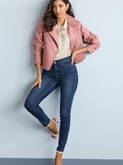 Pink Faux Leather Biker Jacket - Image 2 of 9