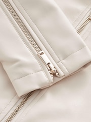 Ecru Cream Faux Leather Biker Jacket - Image 7 of 9