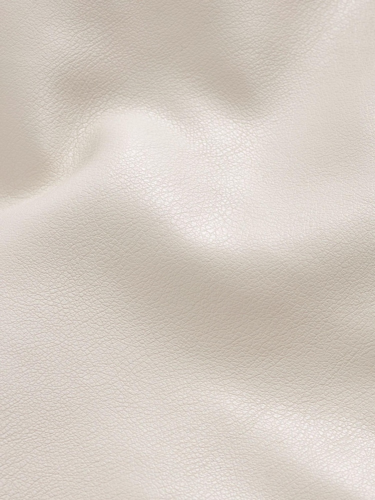 Ecru Cream Faux Leather Biker Jacket - Image 9 of 9