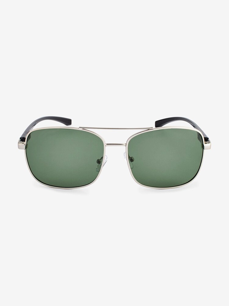 Srebrny - Square Pilot Polarised Sunglasses - Image 3 of 4