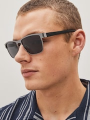 Gun Metal Retro Polarised Sunglasses - Image 1 of 5