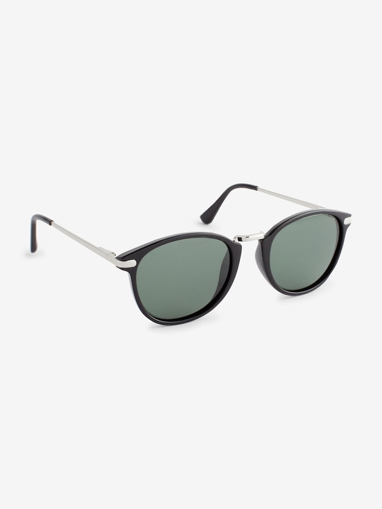 Schwarz-Silber - Runde, polarisierte Sonnenbrille - Bild 1 von 4 Schwarz-Silber - Runde, polarisierte Sonnenbrille - Bild 1 von 4