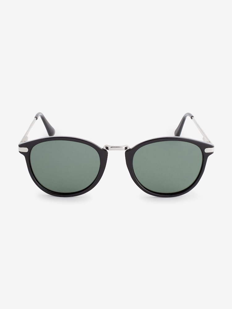 Black/Silver Round Polarised Sunglasses - Image 3 of 4