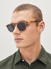 Tortoiseshell Brown Round Polarised Sunglasses - Image 1 of 4