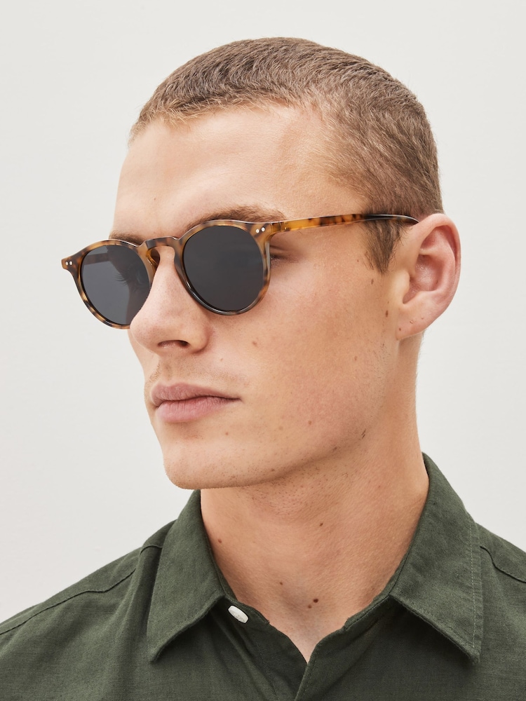 Tortoiseshell Brown Round Polarised Sunglasses - Image 1 of 4