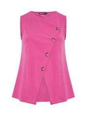 Yours Curve Pink Asymmetric Button Waistcoat - Image 5 of 5