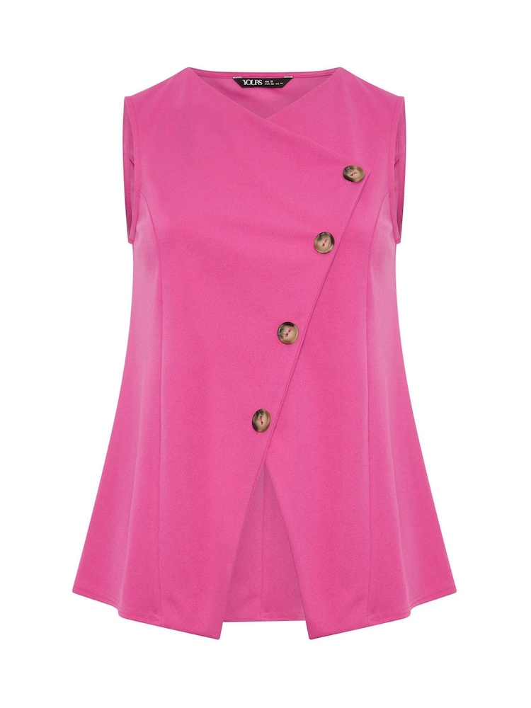 Yours Curve Pink Asymmetric Button Waistcoat - Image 5 of 5