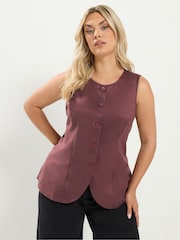 Yours Curve Purple Suedette Waistcoat - Image 1 of 5