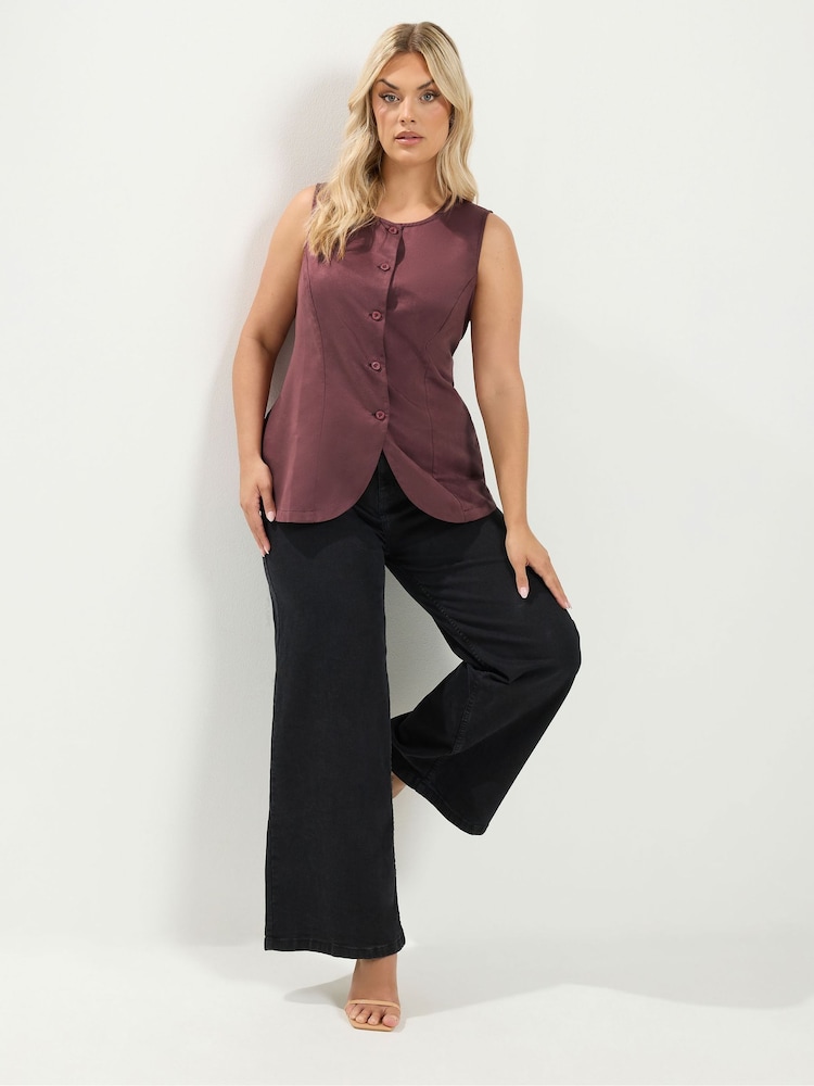Yours Curve Purple Suedette Waistcoat - Image 2 of 5