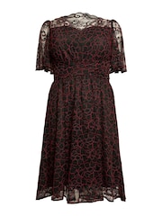 Jolie Moi Red Flare Sleeved Lace Midi Dress - Image 5 of 5