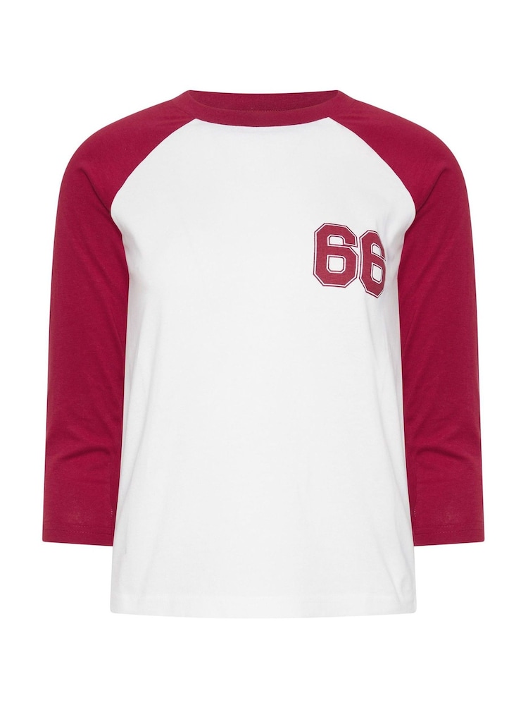 レッド - PixieGirl Petite Contrast Raglan Long Sleeve T-Shirt - 画像 5 / 5