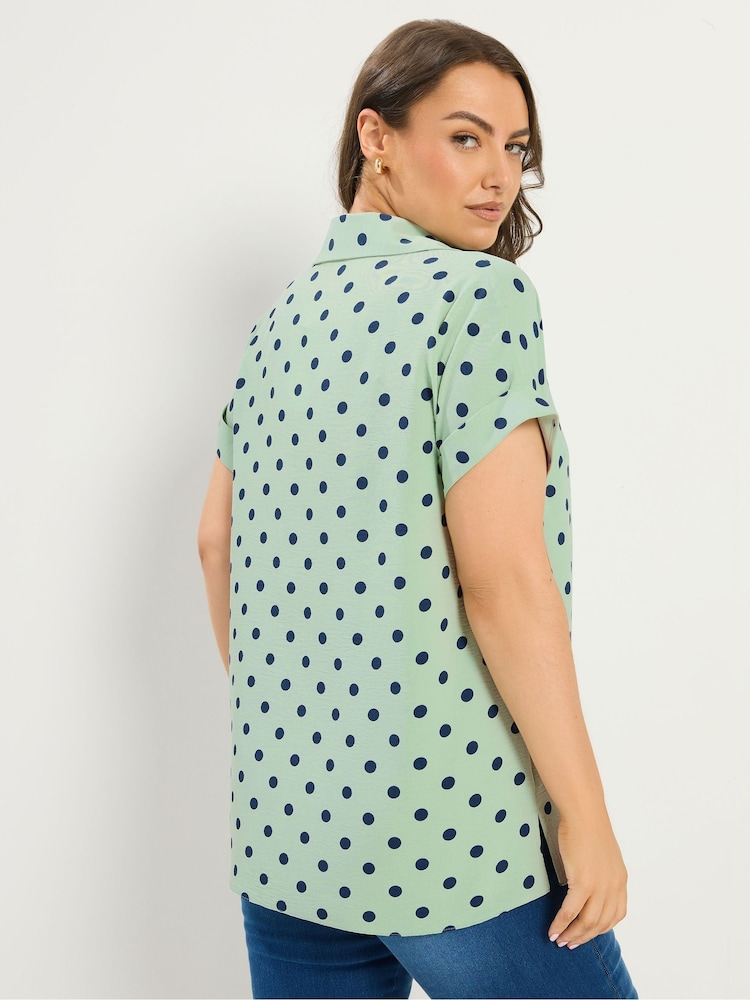 Yours Curve Green Pleated Front Shirt - Image 2 of 5