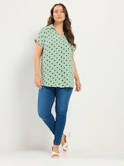 Yours Curve Green Pleated Front Shirt - Image 3 of 5