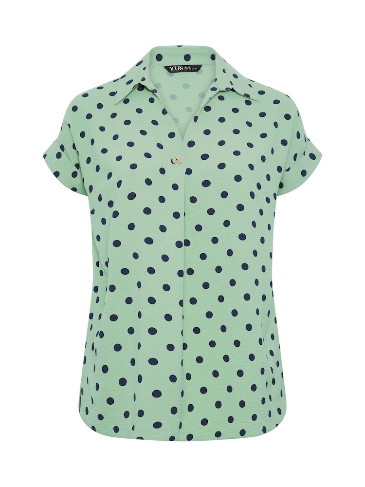 Yours Curve Green Pleated Front Shirt - Image 5 of 5