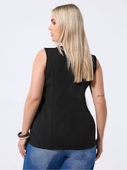 Yours Curve Black Asymmetric Button Waistcoat - Image 3 of 5