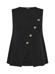 Yours Curve Black Asymmetric Button Waistcoat - Image 5 of 5