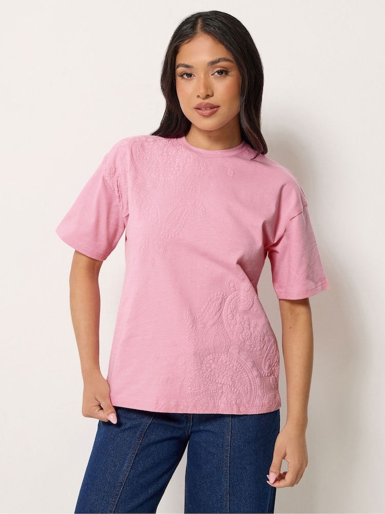 PixieGirl Petite Pink Puff Paisley Short Sleeve T-Shirt - Image 1 of 5 PixieGirl Petite Pink Puff Paisley Short Sleeve T-Shirt - Image 1 of 5