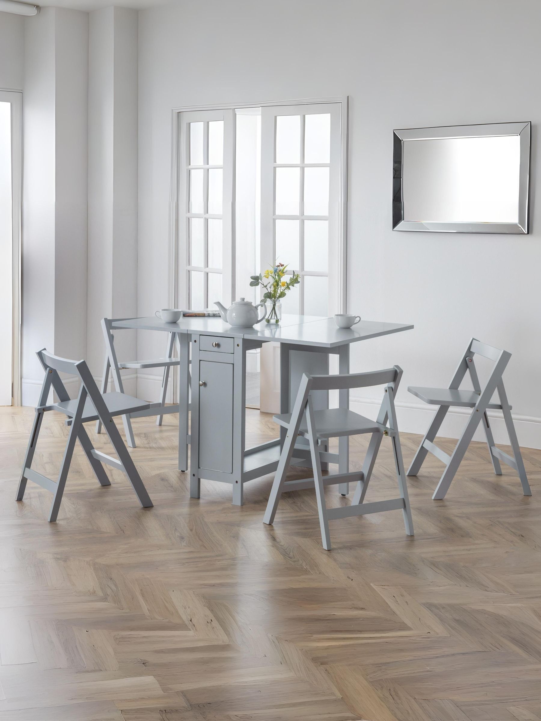 Julian Bowen Unisex Grey Savoy Compact 4 Seater Dining Set - Image 1