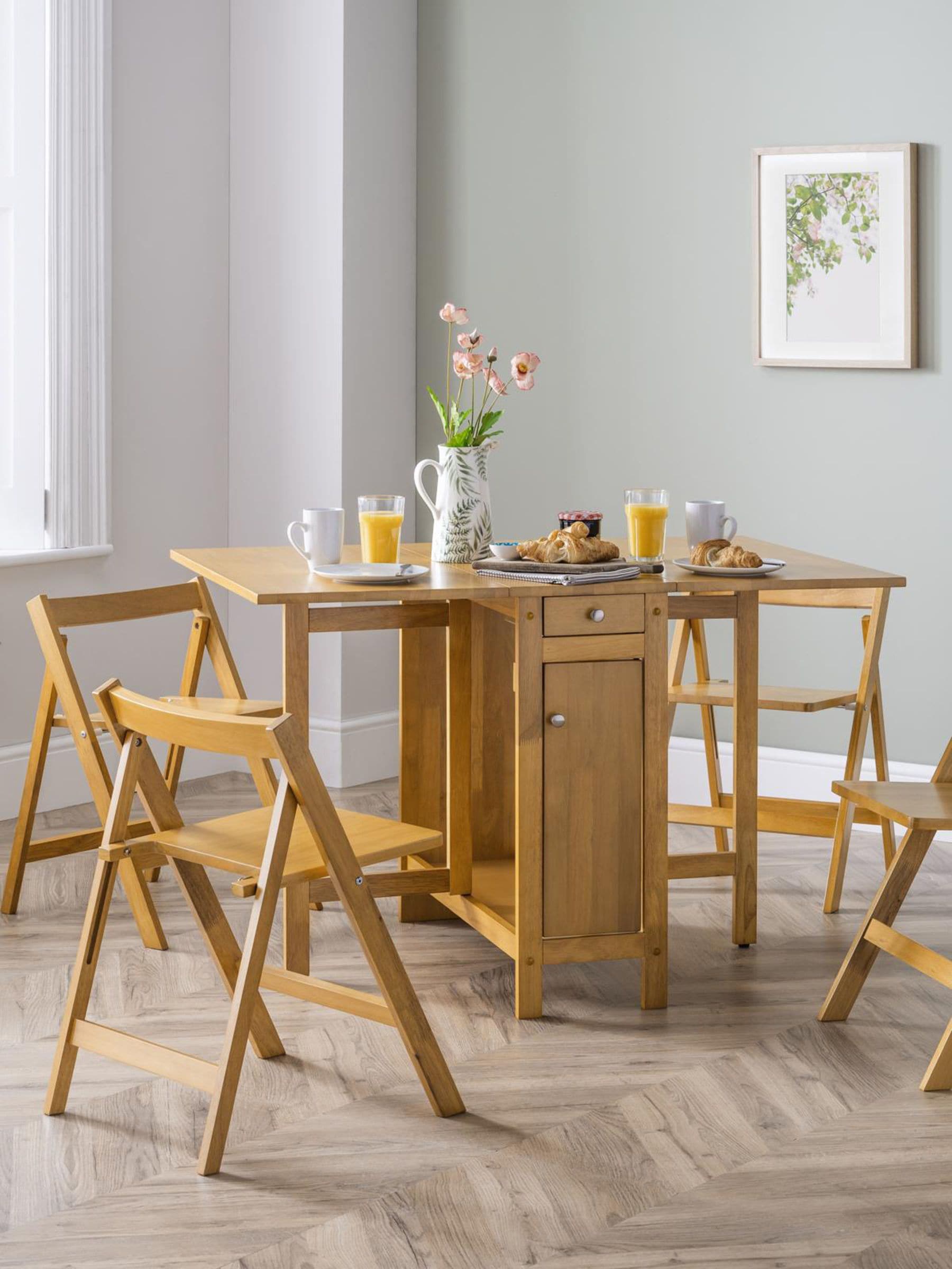 At Trader Savoy Folding Dining Set With 4 Chairs Light Oak - Image 5