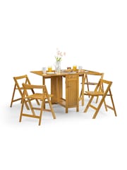 Julian Bowen Light Oak Brown Savoy Compact Wood 4 Seater Dining Set - Image 2 of 6