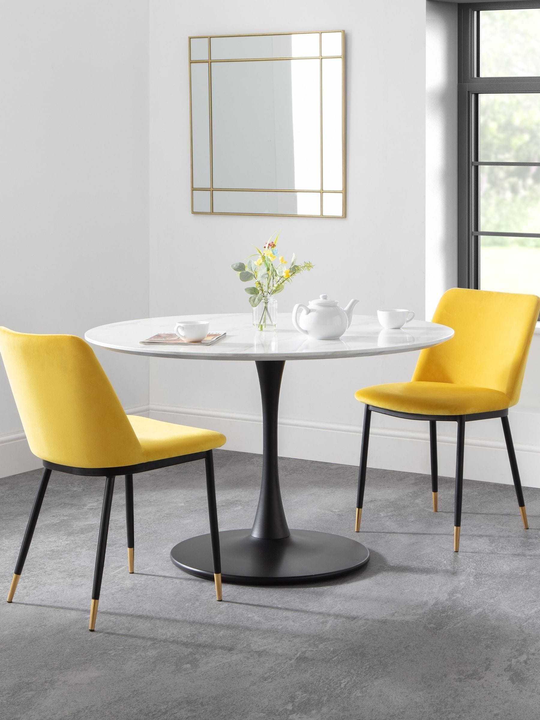 Julian Bowen Round Pedestal Dining Table - Black and White - 4 Seater - Image 8